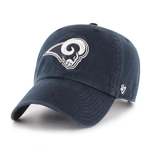 47 NFL Unisex Adult Clean Up Primary Logo Adjustable Hat Cap One Size (US, Alpha, One Size, Los Angeles Rams - Navy, Los Angeles Rams)