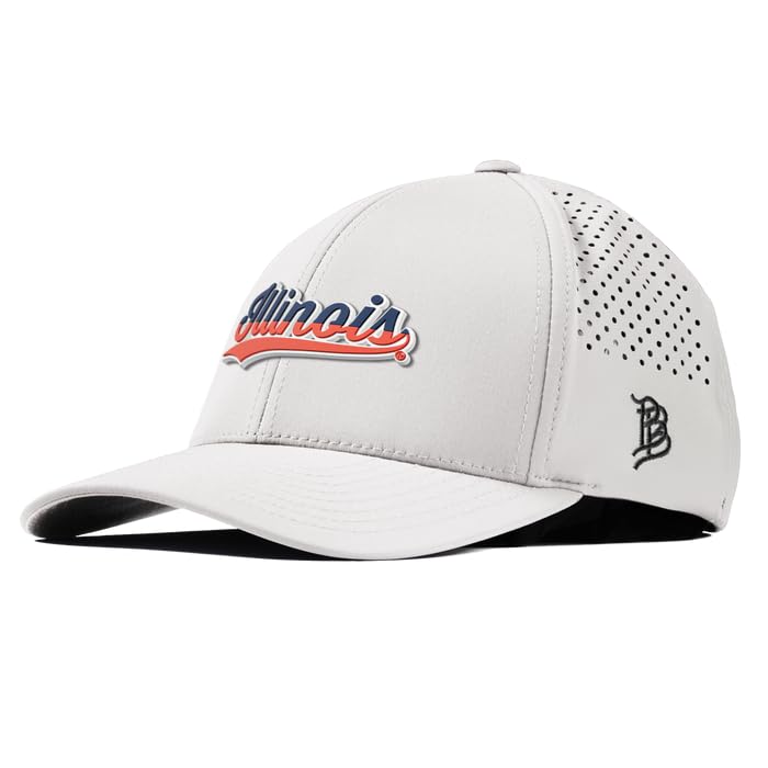 Branded Bills Officially Licensed x University of Illinois Illini White Curved Performance Illinois Script PVC