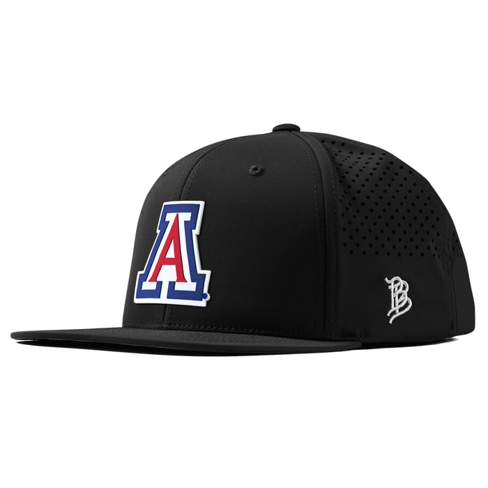 Branded Bills Officially Licensed x Arizona Wildcats Black Flat Performance Arizona Block PVC