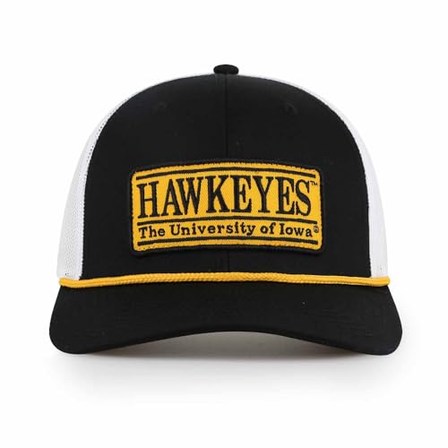 The Game NCAA Adult Elite Everyday Adjustable Mesh Trucker Hat, Mesh Snapback Performance Sweatband & Unisex Fit (Iowa Hawkeyes - Black, Adult Adjustable)