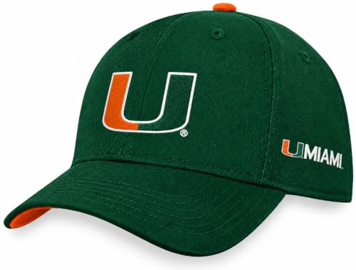 NCAA Kids Youth 8-20 Official Primary Logo Wordmark Adjustable Snapback Hat Cap One Size (US, Alpha, One Size, Miami Hurricanes - Green)