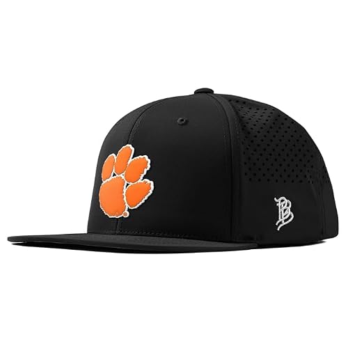 Branded Bills Officially Licensed x Clemson Tigers Black Flat Performance Clemson Tigers Paw PVC