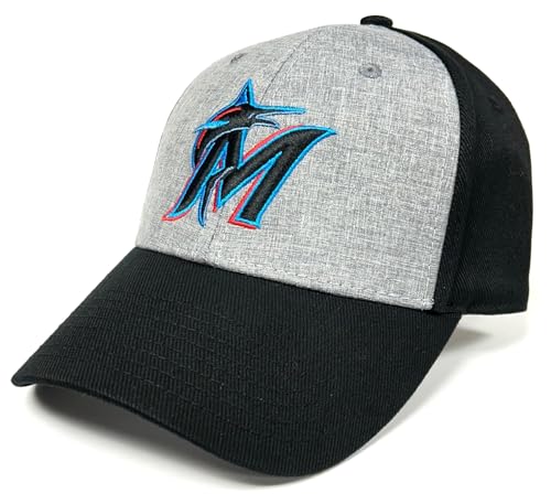 Fan Favorite Miami Marlins MVP Black Gray Mass Essential Hat Cap Adult Men's Adjustable