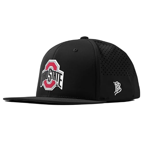 Branded Bills Officially Licensed x Ohio State Buckeyes Black Flat Performance Ohio State Team Logo PVC