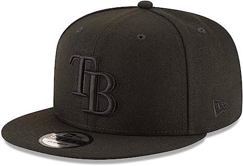 New Era MLB 9FIFTY Black Adjustable Snapback Hat Cap One Size Fits All (Tampa Bay Rays)