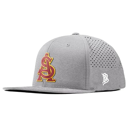Branded Bills Officially Licensed x Arizona State Sun Devils Heather Grey Flat Performance ASU Baseball Maroon and Gold PVC