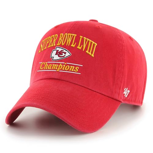 47 Men's Red Kansas City Chiefs Super Bowl LVIII Champions Clean Up Adjustable Hat