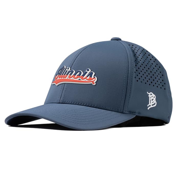 Branded Bills Officially Licensed x University of Illinois Illini Navy Curved Performance Illinois Script PVC