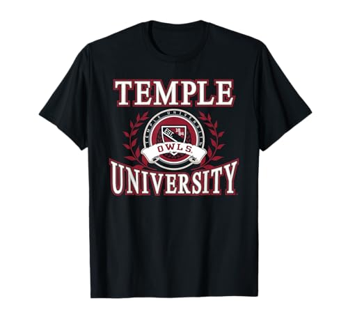 Temple Owls Laurels Black Officially Licensed T-Shirt