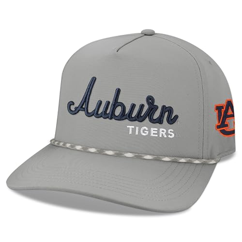 Legacy NCAA Officially Licensed Rope Hat, Auburn Tigers, Lightweight Cap for Men & Women, Caddy Adjustable (Caddy), Grey/Grey White Rope, One Size Fits Most, Snapback Closure