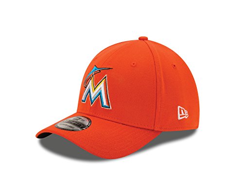 New Era MLB Miami Marlins Junior Team Classic Road 39Thirty Stretch Fit Cap, Orange, Child/Youth