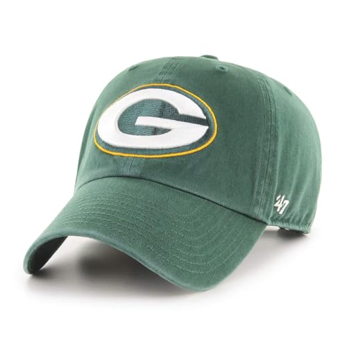 47 NFL Unisex Adult Clean Up Primary Logo Adjustable Hat Cap One Size (US, Alpha, One Size, Green Bay Packers - Green, Green Bay Packers)