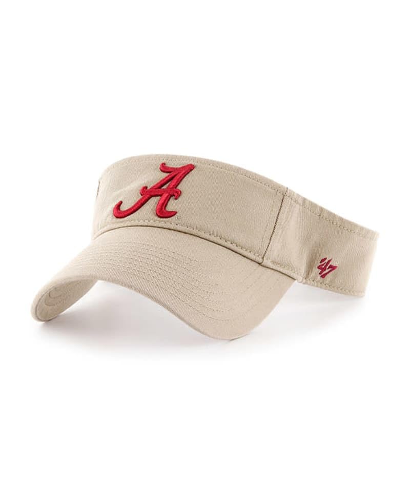 '47 Alabama Hat (UA Crimson Tide) Mens Womens Clean Up Visor Adjustable Cap, Khaki/Beige, One Size