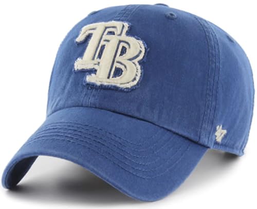 47 MLB Perfect Game Clean Up Adjustable Hat Cap, Adult One Size - Tampa Bay Rays Blue