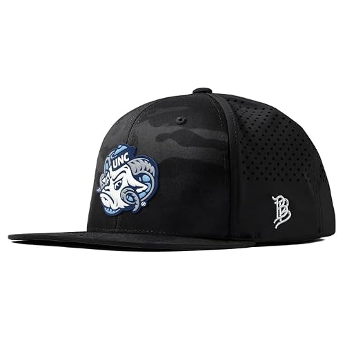 Branded Bills Officially Licensed x North Carolina Tar Heels Black Multicam Flat Performance UNC Rameses PVC