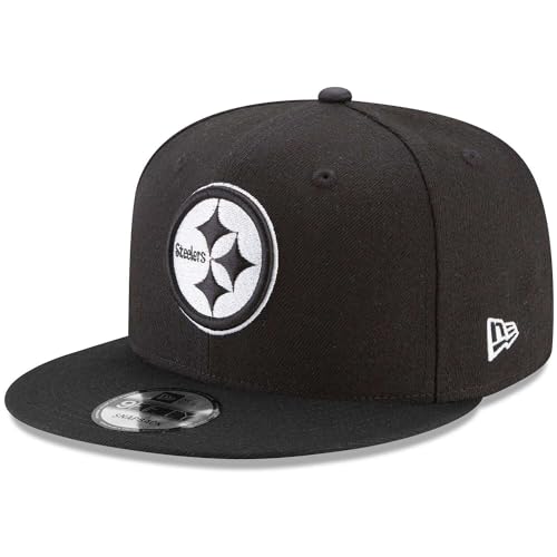 New Era NFL 9FIFTY Black/White Adjustable Snapback Hat Cap One Size Fits All (Pittsburgh Steelers)