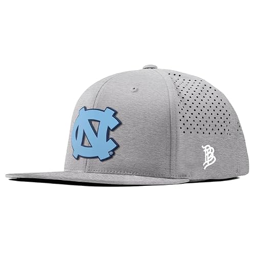 Branded Bills Officially Licensed x North Carolina Tar Heels Heather Grey Flat Performance UNC Team Logo Carolina Blue PVC