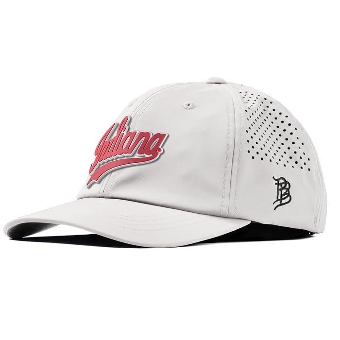 Branded Bills Officially Licensed x Indiana Hoosiers White Performance Dad Hat Indiana Script PVC