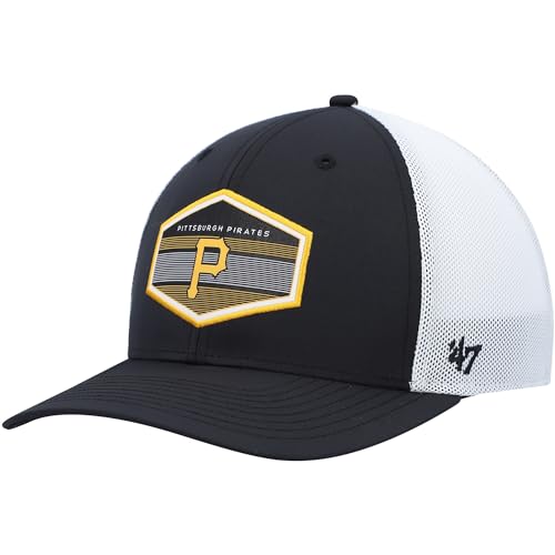 47 MLB Burgess Adjustable Snapback Mesh Trucker Hat, Adult One Size Fits All (Pittsburgh Pirates)