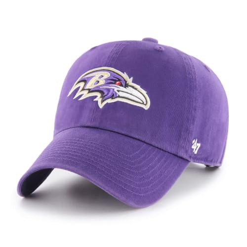 47 NFL Unisex Adult Alternate Clean Up Primary Logo Adjustable Hat Cap One Size (US, Alpha, One Size, Baltimore Ravens - Purple, Baltimore Ravens)