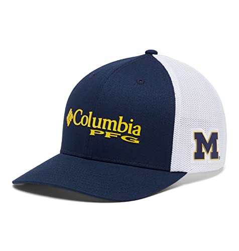 Columbia Unisex Collegiate PFG Mesh Ball Cap, Um - Collegiate Navy, Large/X-Large