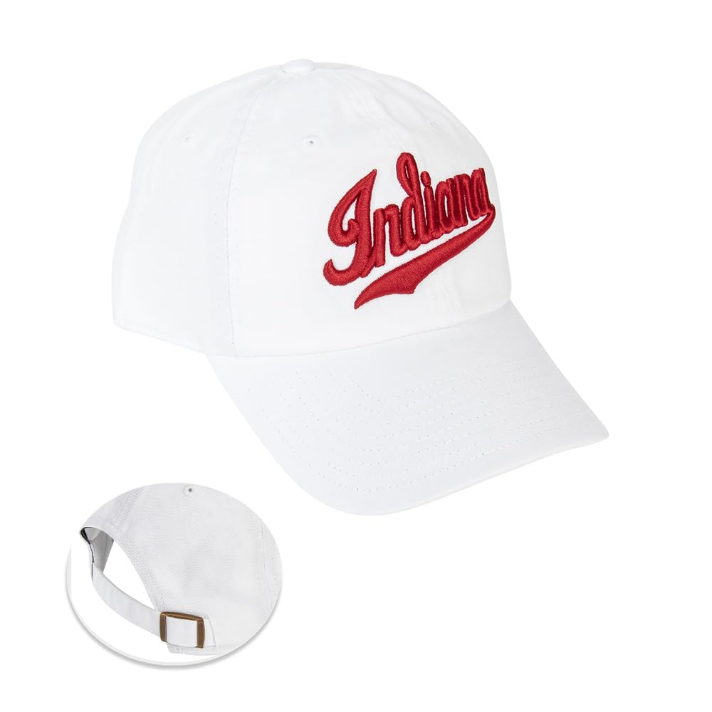 Desert Cactus Indiana University Baseball Hat Hoosiers Bloomington Brimmed Embroidered Hats Cap Adjustable Cloth Strap Adult (Style F1) White