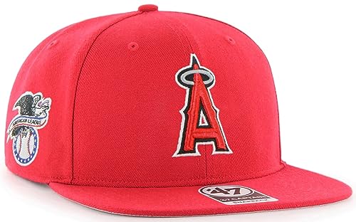 '47 MLB Sure Shot Captain Hat Adjustable Structured 6-Panel Snapback Hat Cap, Adult One Size Fits All (One Size, Los Angeles Angels)