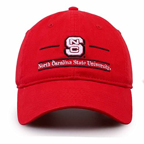 The Game NCAA Adult Bar Hat - Garment Washed Twill - Embroidered Design - Elevate Your Style and Show Your Team Spirit (NC State Wolfpack - Red, Adult Adjustable)