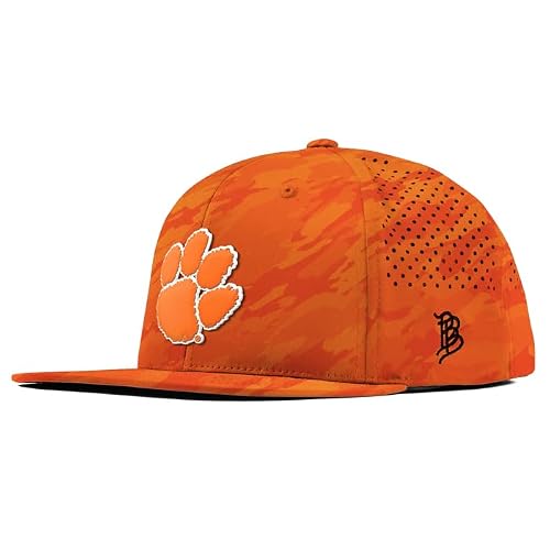 Branded Bills Officially Licensed x Clemson Tigers Blaze Orange Camo Flat Performance Clemson Tigers Paw PVC