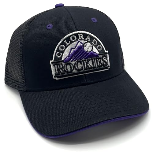 Officially Licensed Colorado Baseball Mesh Trucker Hat Classic Cooperstown Team Logo Adjustable Embroidered Structured Black Cap