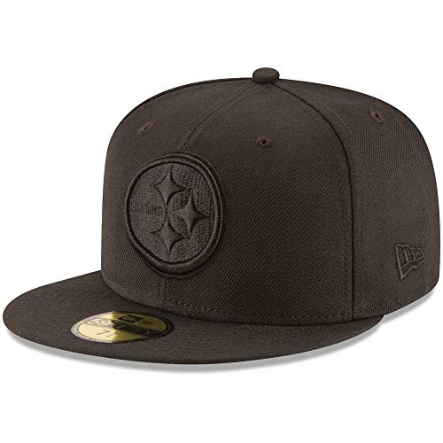 NFL Pittsburgh Steelers Men's Black On Black 59Fifty Fitted Cap, 7 1/8", Black