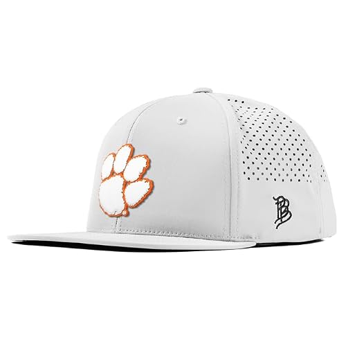 Branded Bills Officially Licensed x Clemson Tigers White Flat Performance Clemson Tigers Paw White PVC