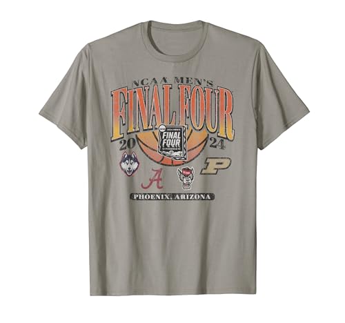 NCAA Final Four 2024 Basketball 4-Team Vintage Gray T-Shirt