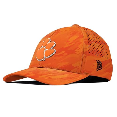Branded Bills Officially Licensed x Clemson Tigers Blaze Orange Camo Curved Performance Clemson Tigers Paw PVC