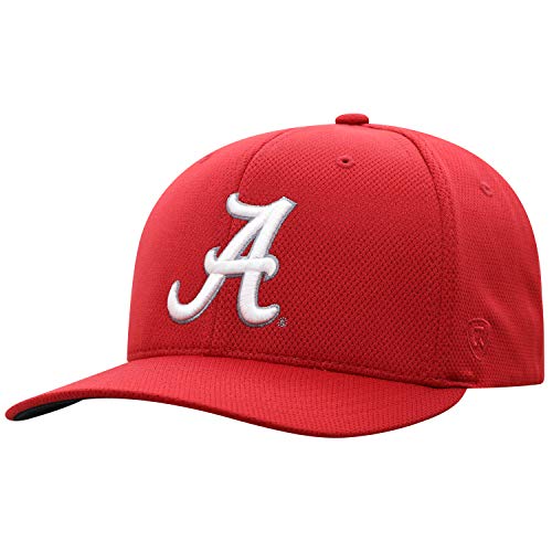 Top of the World NCAA Alabama Crimson Tide Mens Reflex NCAA One Fit Hat Team Color Primary Icon, Black, OSFM