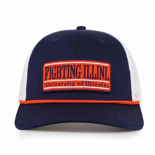 The Game NCAA Adult Elite Everyday Adjustable Mesh Trucker Hat, Mesh Snapback Performance Sweatband & Unisex Fit (Illinois Fighting Illini - Navy, Adult Adjustable)