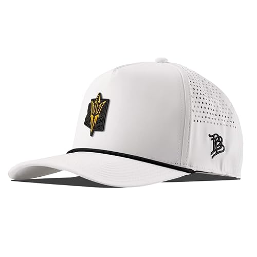 Branded Bills Arizona State Sun Devils White 5-Panel Performance Black Rope ASU Blackout Pitchfork PVC, Lightweight, Comfortable Baseball Cap
