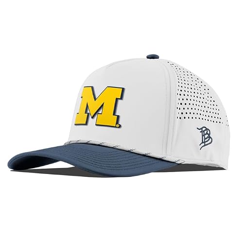 Branded Bills Michigan Wolverines Block M Curved 5 Panel Rope Hat for Men NCAA Licensed Snapback Baseball Cap