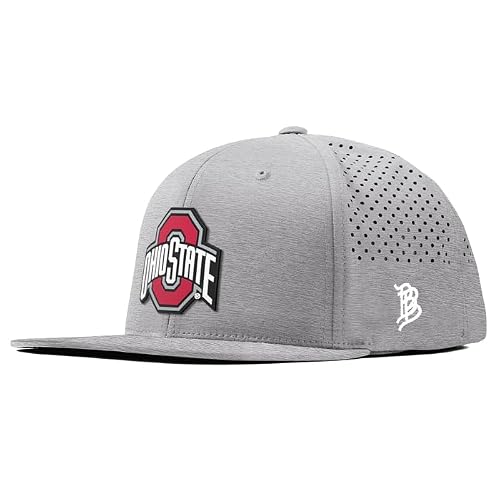 Branded Bills Officially Licensed x Ohio State Buckeyes Heather Grey Flat Performance Ohio State Gray Team Logo PVC