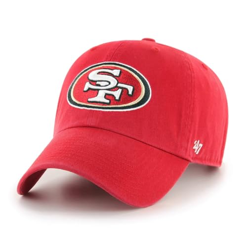 47 NFL Unisex Adult Clean Up Primary Logo Adjustable Hat Cap One Size (US, Alpha, One Size, San Francisco 49ers - Red, San Francisco 49ers)
