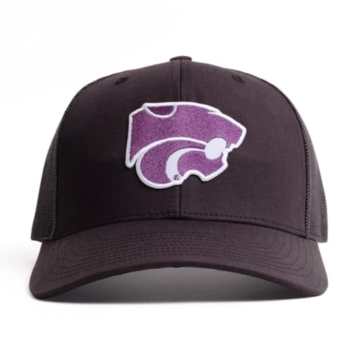 Richardson 112 Kansas State University Black Trucker Hat K State Powercat Embroidered Patch Baseball (Mens)