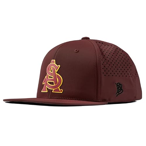 Branded Bills Officially Licensed x Arizona State Sun Devils Red Flat Performance ASU Baseball Maroon and Gold PVC