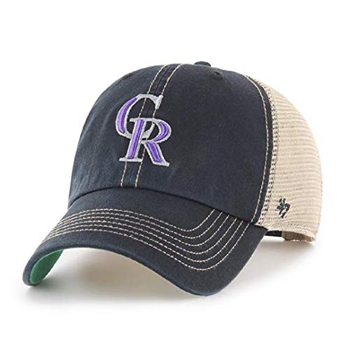 '47 MLB Trawler Mesh Clean Up Adjustable Hat, Adult One Size Fits All (Colorado Rockies Black)
