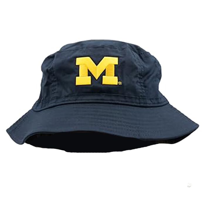 LogoFit University of Michigan Bucket Hat - College Team Logo Cap Navy Wolverines Merchandise