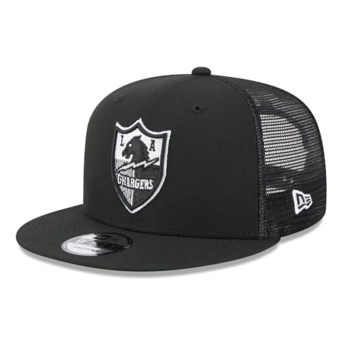 New Era Men's Black/White Los Angeles Chargers 9FIFTY Snapback Trucker Hat
