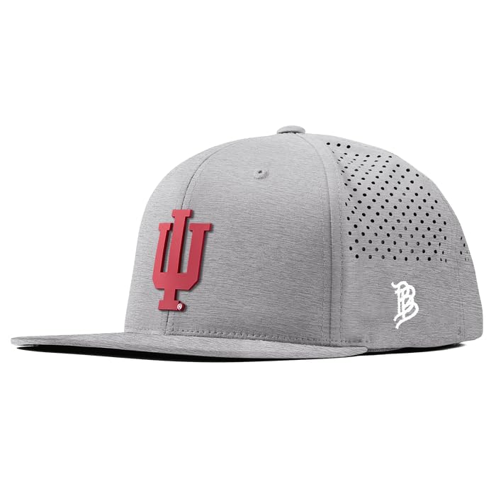 Branded Bills Officially Licensed x Indiana Hoosiers Heather Grey Flat Performance Indiana Team Logo PVC