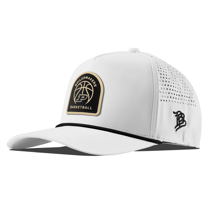 Branded Bills Officially Licensed x Purdue Boilermakers White Black Rope Curved 5-Panel Purdue Basketball PVC