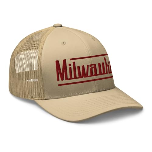 Retro Milwaukee Trucker Cap Vintage Milwaukee WI Trucker Hat Khaki