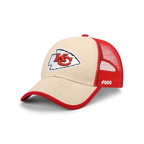 FOCO Kansas City Chiefs NFL Straw Casual Trucker Cap Team Color