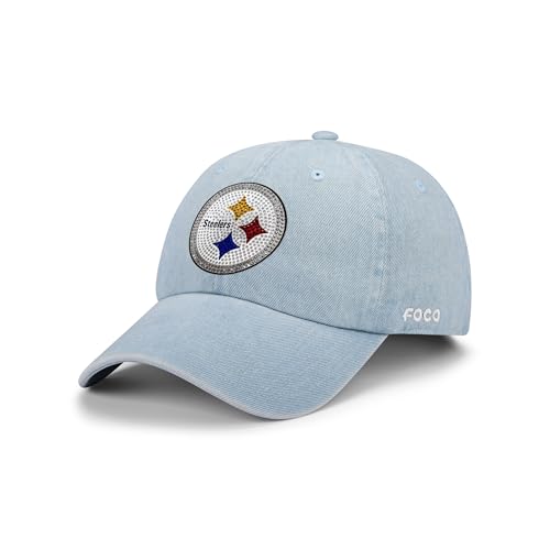 FOCO Pittsburgh Steelers NFL Rhinestone Logo Denim Casual Cap